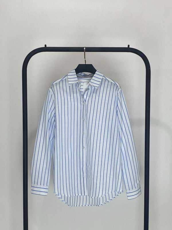 BLUSA CAMISERA A RAYAS DE LINO